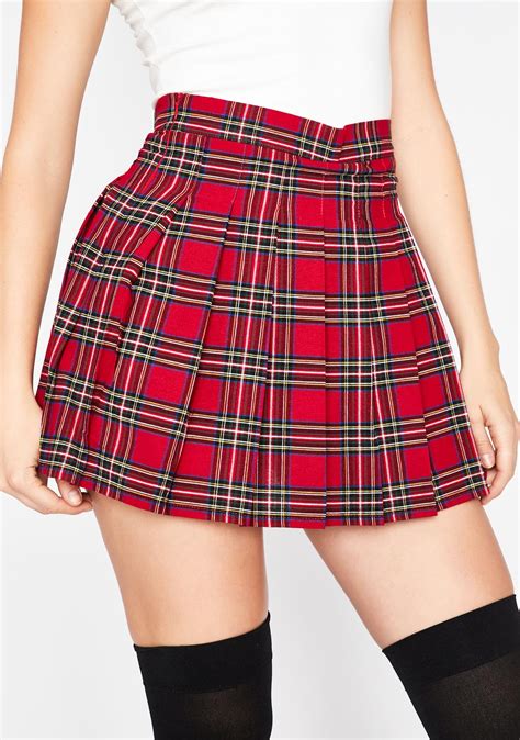 mini red plaid skirt